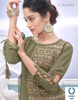 Trendy Drishya Crop Top Kurti Semi Stitched Full Set Lahenga| - 34